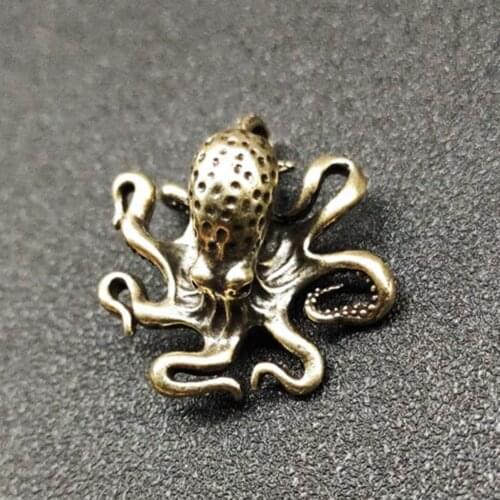 40*35*17mm Brass Figurines Octopus Octopus Ornaments Pure Copper Octopus Tea Ceremony Home Decorations Accessories