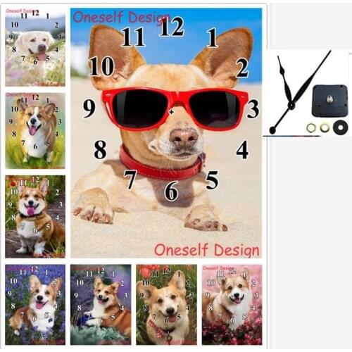 5d diamond painting with Mechanical clock dog home decortion dolphin diamond embroidery clock diamond mosaic sale wall sticker