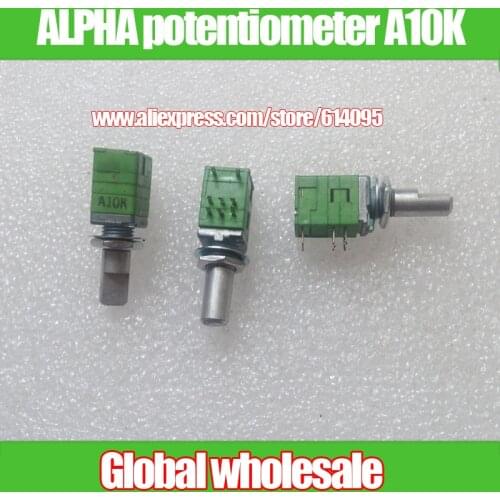 3pcs ALPHA double R09 with switch potentiometer A10K-17mmF / double precision half-axis A10K potentiometer