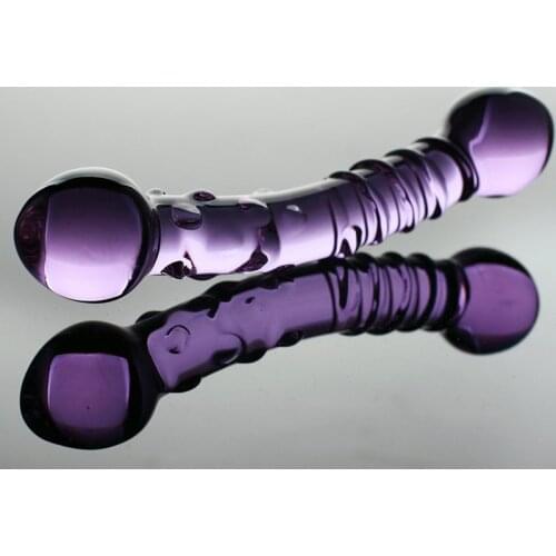 32mm Purple Artificial Pyrex Glass Dick Anal Butt Plug Beads Crystal Dildo Penis for Adults Games Prostate Massage Sex Toys