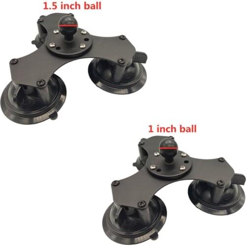 Car Window Twist-Lock Triple Suction Cup Base w/ AMPS Hole w/ 1 or 1.5 inch Ball Mount for Gopro Camera Smartphone