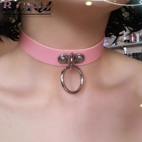 B.CYQZ Fashion Cosplay Harajuku Punk Rock Gothic Necklace Sexy PU Leather Metal Collar Choker Necklace Toy Sex Accessories