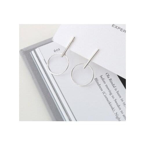S925 Silver Color Earrings Simple Handmade Line Big Round Earrings Prevent Allergies Ladies Jewelry Pretty Girlfriend Gifts