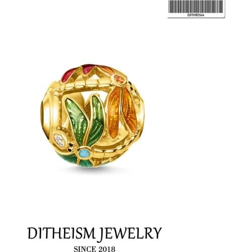 Beads Golden Dragonfly Colorful Charm 5mm Hole,2019 Fashion 925 Sterling Silver Jewelry Gift For Women Fit Bracelets Necklace