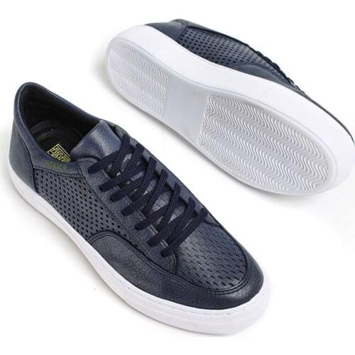 Chekich Mens Navy Blue Sneakers Faux Leather 2021 Autumn Season Casual Shoes Wedding Office Fashion Orthopedic Vulcanized Material High - White Outsole Lightweight Walking Sport Breathable Flats CH015 V5