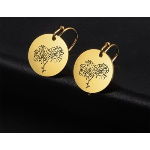 Cooltime Trendy Lovely Flower Earring Stainless Steel Gold Color Pair Earrings Jewelry Gift for Women Girls Friends Party New