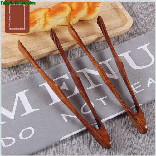 Wood Food Tongs Barbecue Steak Tongs Bread Dessert Pastry Clip Clamp Buffet Kitchen CookingTools