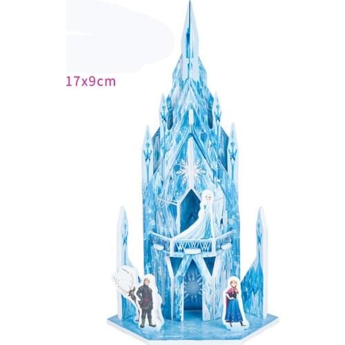 Disney Cartoon Frozen 3D Puzzle Child Puzzle Paper Puzzle Castle Pattern Plug-in puzzle Kids Gifts 2021 wholesale Drop