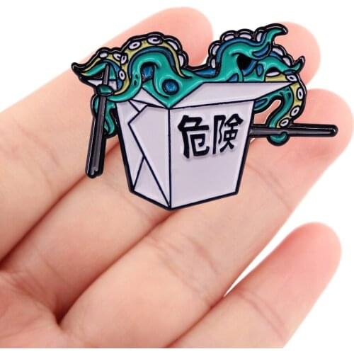 DZ2478 Octopus Takeout Funny Enamel Lapel Pin Badge Pins Hats Clothes backpacks Jewelry Accessories Decoration Gifts for Friends