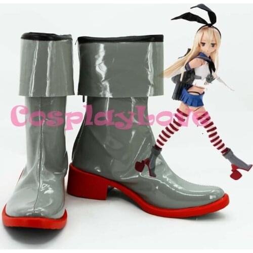 Custom Made Japanese Anime Kantai Collection Silver Kancolle Shimakaze Cosplay Shoes Long Boots For Halloween Christmas