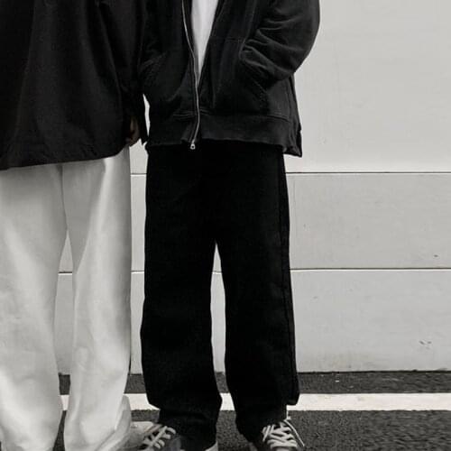 Kili Womens Fashion All-Match Straight Loose Wide Leg Pants Mopping Denim Pants