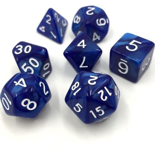 Rollooo Dice Pearl RPG Dice 7 Pieces D4 D6 D8 D10 D% D12 D20