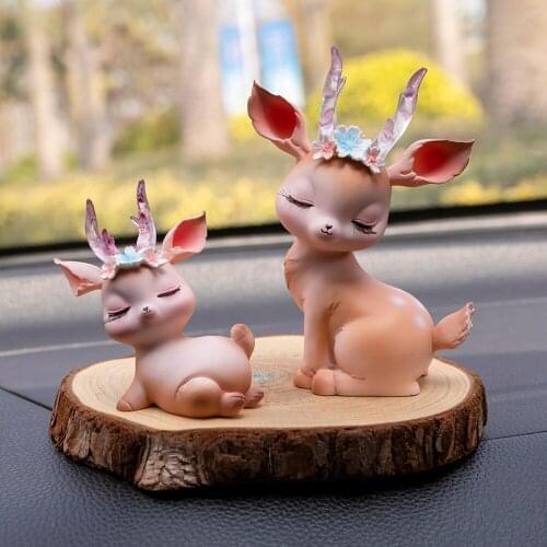 Cute Resin Elk Figurines Decor Animal Model Home Decoration Car Decoration Accessories Fairy Garden Miniatures Christmas Gifts