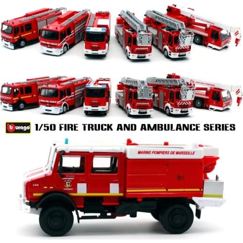 Bburago 1:50 Ambulance Fire truck series Hot New Style simulation Die casting alloy car model car decoration collection gift toy