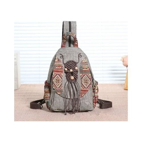 Fashion String Appliques Shopping Women Backpacks!Hot National Geometric Printed Lady Hasp Backrack Versatile Multi-use Backruck