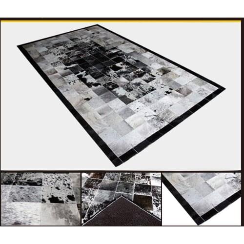 Fashionable art carpet 100% natural genuine cowhide leather gray carpet