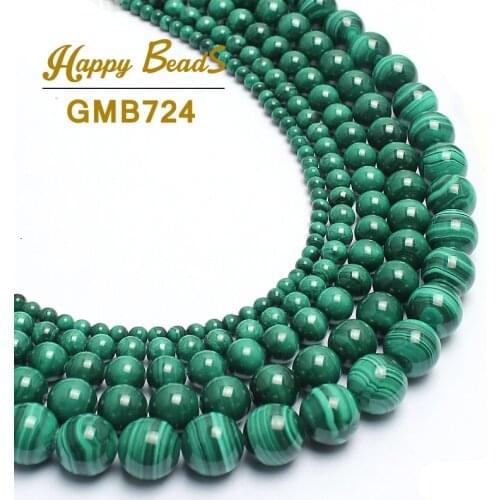 Natural Genuine Malachite Stone Beads Round Loose Spacer Bead For Jewelry Making 15inches 4/6/8/10/12mm Diy Bracelet Accessories