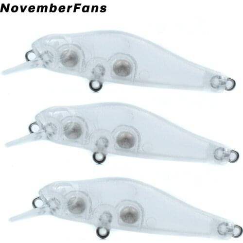 NovemberFans 10pcs/lot Mini Minnow Unpainted Bait 6.9cm 5.6g Sinking Hard Bait Wobblers Plastic Bass Fishing Lures Tackle