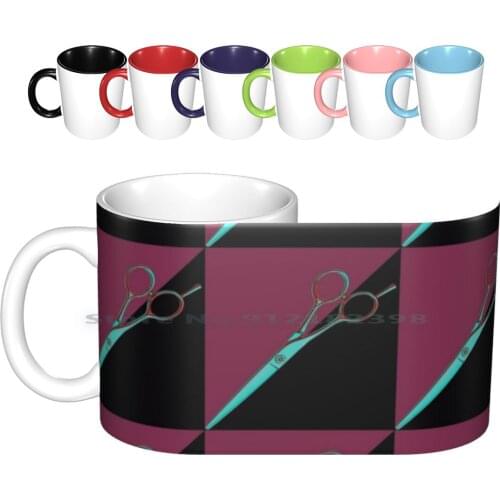 Pop Art Shears On 80’s Ceramic Mugs Coffee Cups Milk Tea Mug Two Tone Shears Scissor Scissors Barber Barbershop Stylist Salon