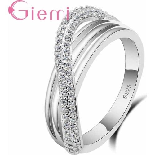 Charming Finger Jewelry Accessories Shiny Cross Crystal Rings for Women Top Quality 925 Sterling Silver Statement Jewelry