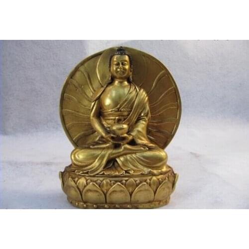 Song voge gem S0502 Tibet 100% Bronze 24K Gold Gild Buddhism Sakyamuni Mahavairocana Buddha Statue