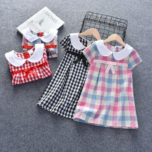 Baby Girls Dress Cotton Korean Casual Plaid Dresses For Girls Kids Clothing 2 3 4 5 6 Years Toddler Girl Dress 2020 Summer New