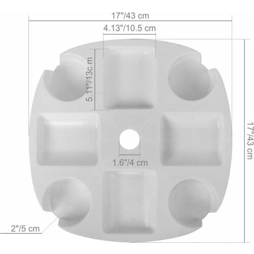 Plastic Beach Umbrella Table Tray with Hanging Hook for Beach Patio Garden White, Totally 4 Cup Holder, 4 Snack Compartments