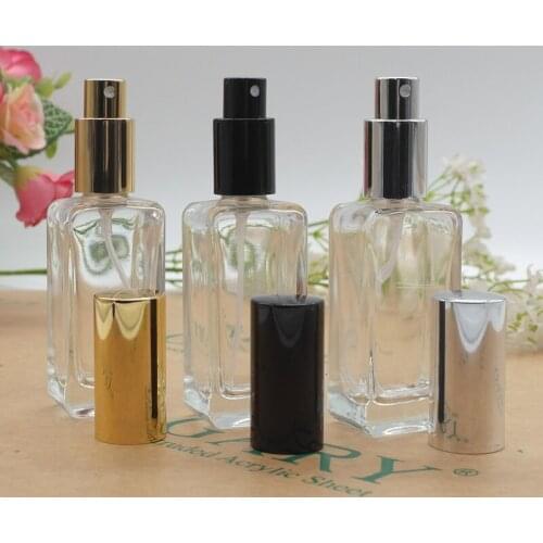 30ml Mini Clearly Glass Empty Bottle Travel Protabl Perfume Refillable Spray Bottle with 3 Colours Cap F211