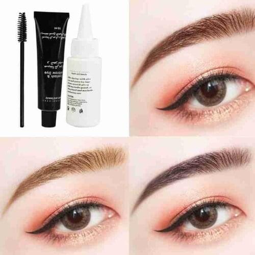 1 Set Professional Eyebrow Dye Kit Eyelashes Cream Natural Color Brow Tint Kit Set Brown Black Eyebrow Gel Eyebrow Dye Cream