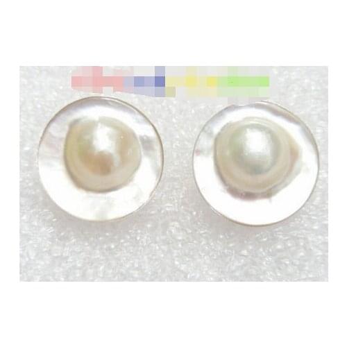 Natural 23mm Clip-on white South Sea Mabe Pearls Earrings 925sc GIFT j7776
