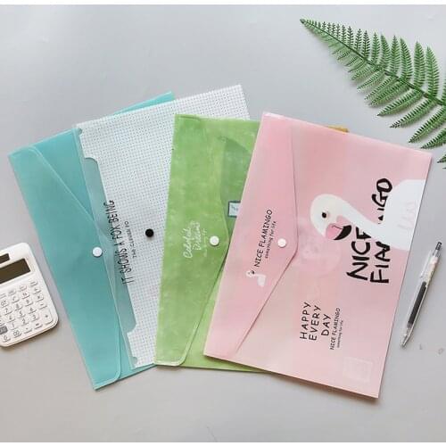 Cute Cartoon File Folder Paper Document Storage Bag School Office Supplies A4 Plastic Holder Learning Stationery Portfolio Bags