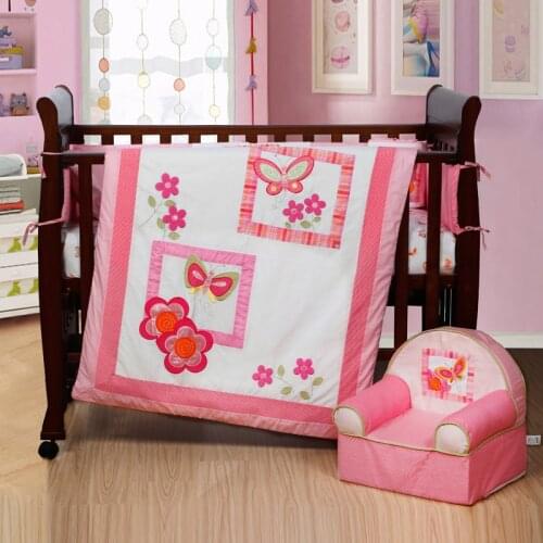 Discount! 4PCS baby bedding crib sets bumper for cot bed crib bed sheet,include(bumper+duvet+sheet+pillow)