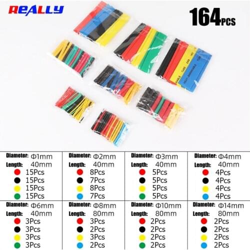 164/530PCS 2:1 Heat Shrink Tube Color Mixing Electric Insulation Tubing Set Combo Assorted Sleeving Wrap Cable Wire Kit for DIY