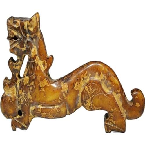 Cleverly China old jade hand carved statues----dragon