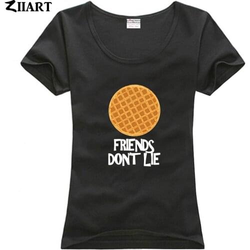 Waffle FRIENDS DON'T LIE Stranger Things Valentine Decorated Cookies girl woman female o-neck cotton short-sleeve T-shirt