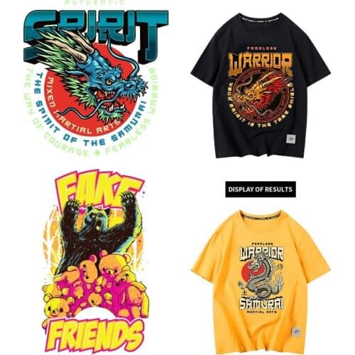 Chinese dragon Heat Transfer Vinyl Sticker Golden Dragon Patches For Clothes Applique Iron On DIY T-Shirt Clothing Printing