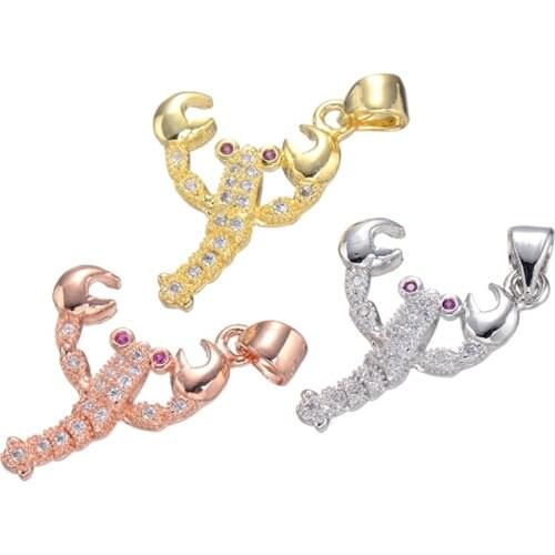 High quality copper micro pave CZ bee animal pendants necklace rope leather chain breloque pendentif pour fabrication de bijoux