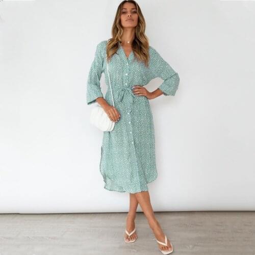 Long Sleeve Leopard Print Shirt Split Long Sleeve Dress Women Casual Boho Style Holiday Dresses Vestidos 2021 Spring Autumn New