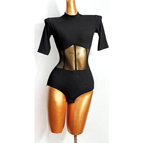 2020 New Latin Dance Dress Women Bodysuit TL609 See through Waist and Back Dancing Tops Latin Dance Costume Latina Dress