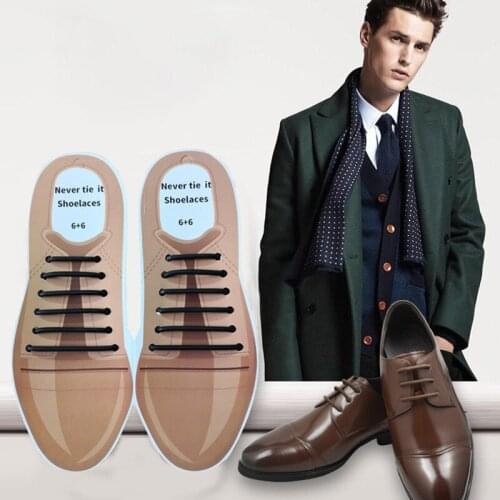 12pcs/set 4 Sizes Men Women Leather Shoes Lazy No Tie Shoelaces Elastic Silicone Shoe Lace Suitable Drop Shipping