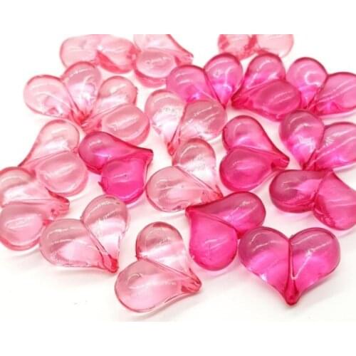 12pcs Pink acrylic beads 24*19mm candy color peach heart-shaped pendant beads 1 hole perforated DIY handmade jewelry accessories