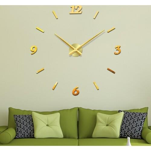 48" Wall Clock Large Decorative Wall Clocks Home Decor DIY Clocks Living Room Reloj Mural Sticker Mirror Effect Quartz Watch