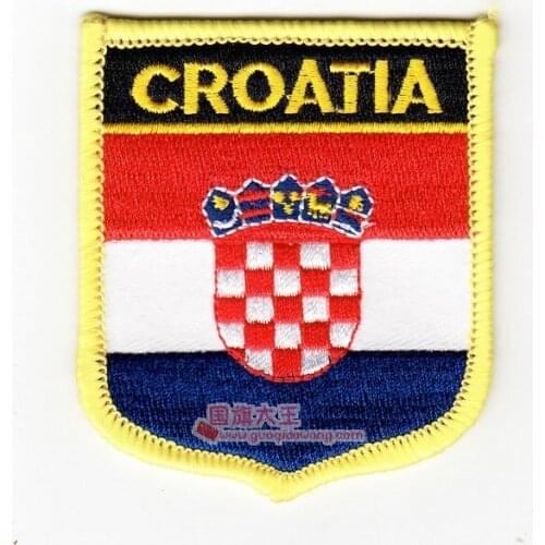 LOTS 5PCS Croatia Shiled Shape National Flag embroidered Tactical patch Badge Iron on Sew on / HOOK backing 7 x 6cm