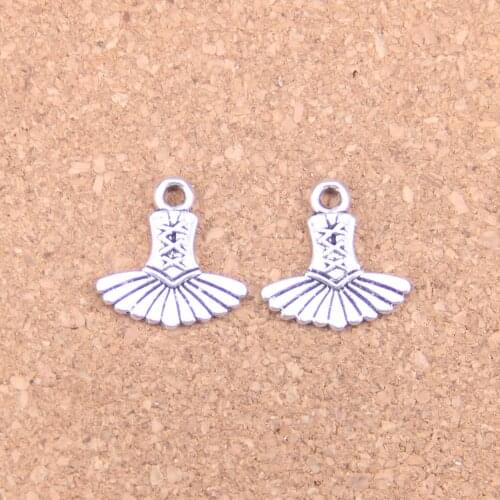 96pcs Charms ballet dress tutu ballerina 17x17mm Antique Pendants,Vintage Tibetan Silver Jewelry,DIY for bracelet necklace