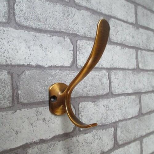 Antique Brass Coat Hangers Decorative Wall Hooks Coat Rack Hooks Metal Double Hook Furniture Hardware