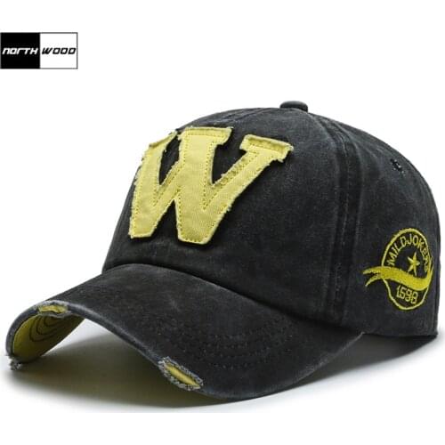 [NORTHWOOD] W Letter Cotton Baseball Caps For Men Women Washed Baseball Hats Summer Bone Gorras Snapbact Dad Hats Trucker Cap