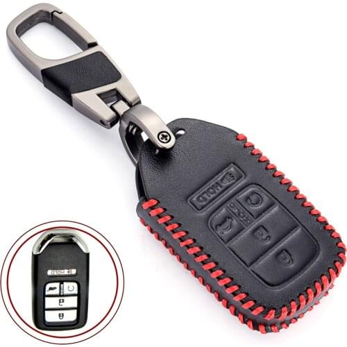 Genuine Leather Car Smart Key Case for Honda Civic Accord Pilot CR-V 2015-2018 Key Case for auto Car Interior Accessories