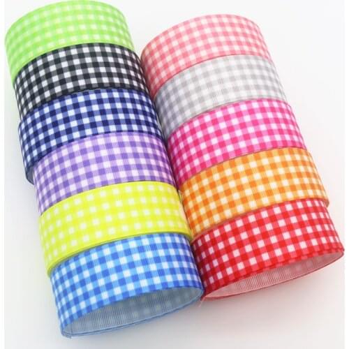 DHK 7/8''5yards plaid grid Printed Grosgrain Ribbon Accessory Hairbow Headwear Decoration DIY Wholesale OEM E1895