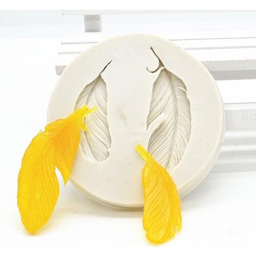 DIY Feather Silicone Molds Fondant Cake Decorating Tools Chocolate Gumpaste Lace border Mold For Baking Kitchen Accessories M093