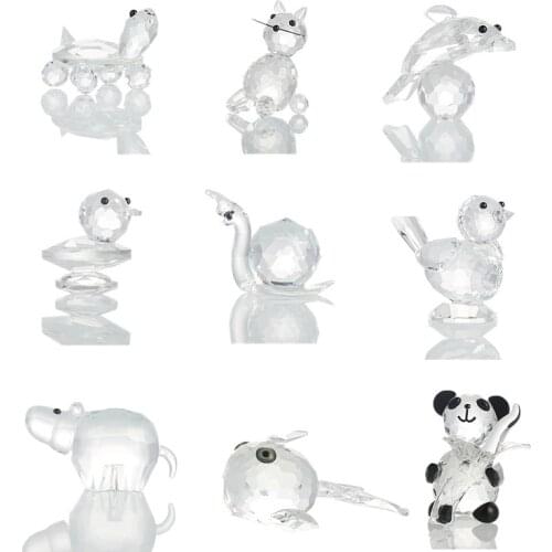 H&D Cute Crystal Animal Figurines,Collection Cut Glass Decorative Statue Animal Collection,Paperweight Home Decor (19 Styles)